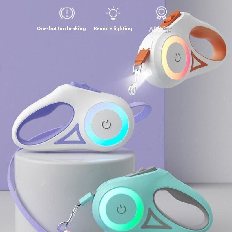 Dog Retractable Leash and Collar with Spotlight Automatic