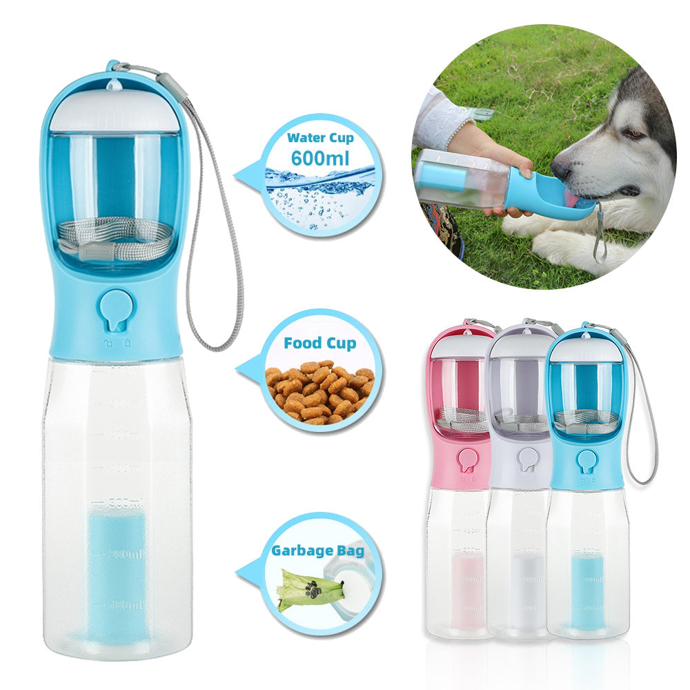 Portable Cat/Dog Water and Food Bottle 3 In 1