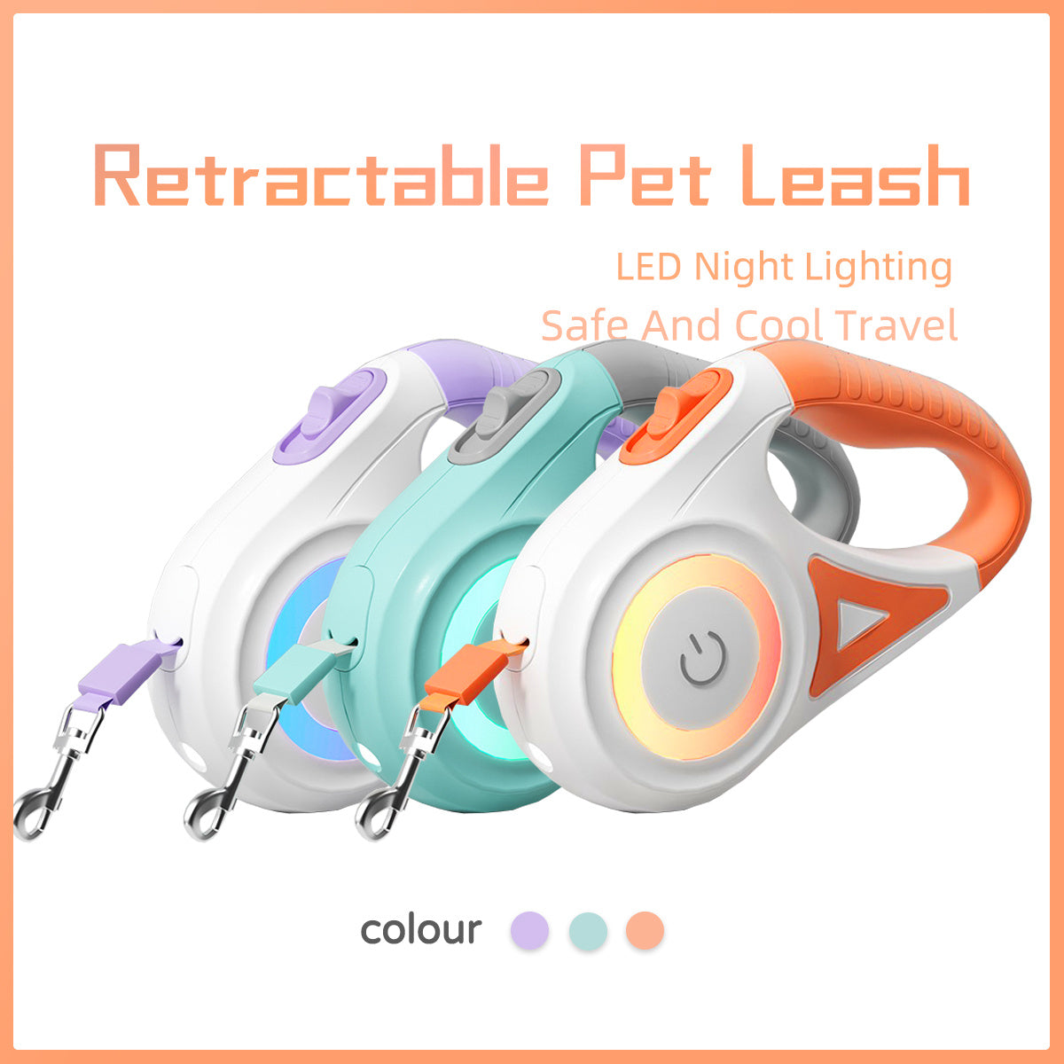 Dog Retractable Leash and Collar with Spotlight Automatic