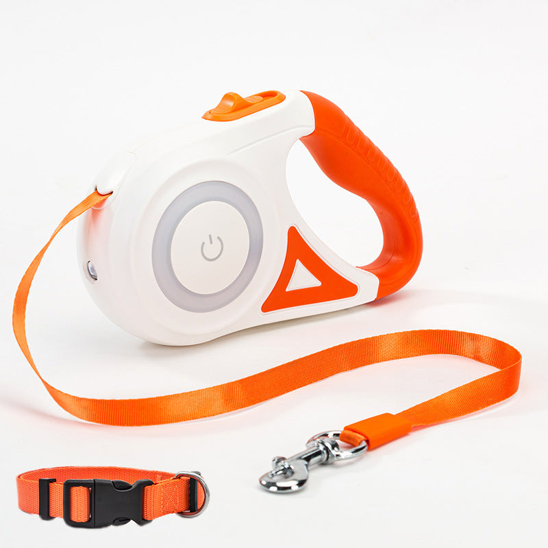 Dog Retractable Leash and Collar with Spotlight Automatic